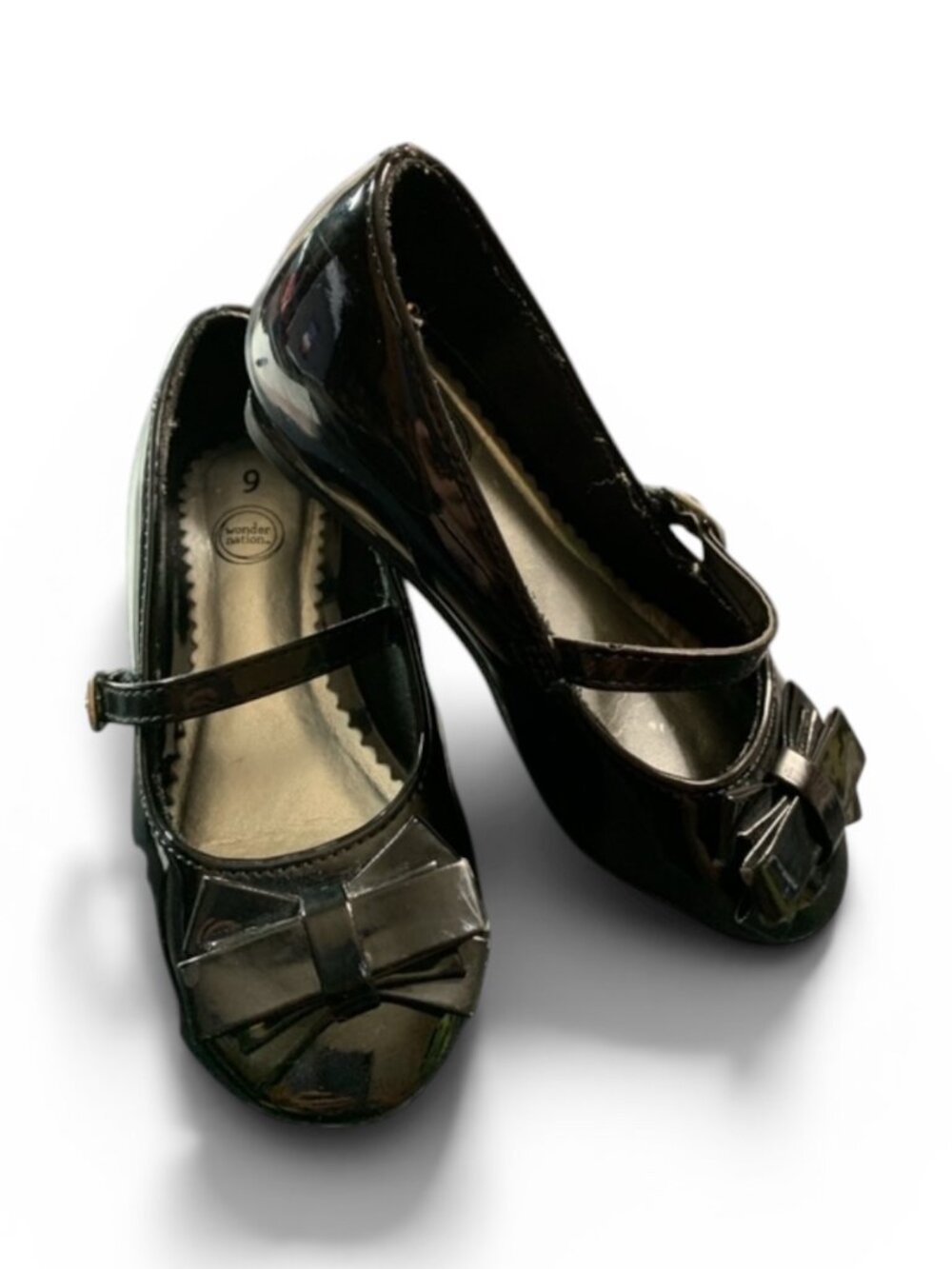 Wonder Nation Girl's Size 9 Black Patent Wedges